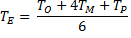 PERT project duration calculation formula